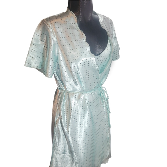 Vintage 90's Sears Polka Dot Satin Night Dress With Matching Robe M - Picture 5 of 7